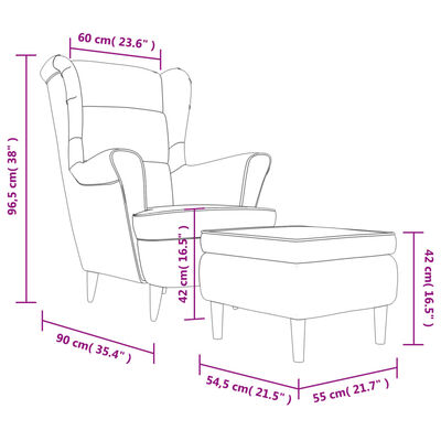 vidaXL Fotelj s stolčkom krem žamet