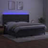 vidaXL Box spring postelja z vzmetnico LED temno siva 200x200 cm žamet