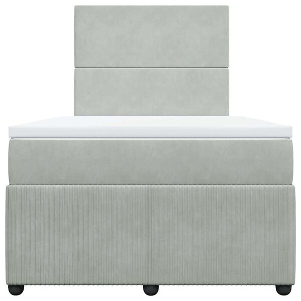 vidaXL Box spring postelja z vzmetnico svetlo siva 120x200 cm žamet