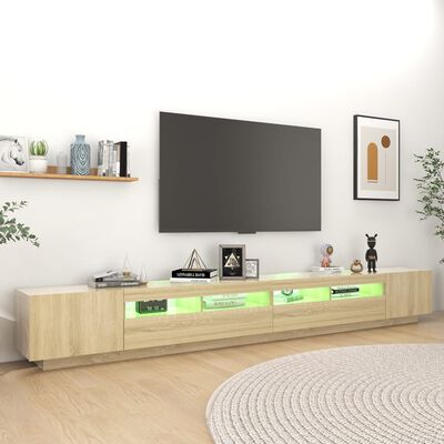 vidaXL TV omarica z LED lučkami sonoma hrast 300x35x40 cm