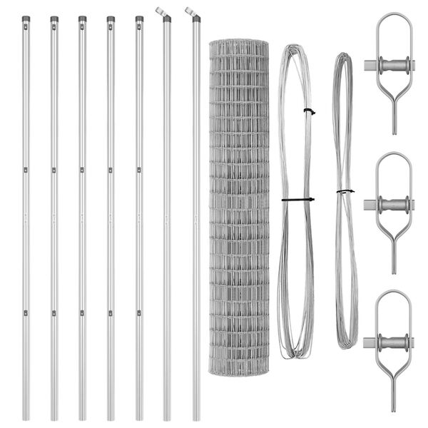 vidaXL Ograja s stebrom srebrna 1,5 x 10 m Jeklo in PVC