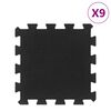 vidaXL Gumijaste talne plo&scaron;če 9 kosov črne 16 mm 30x30 cm