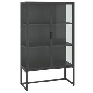 vidaXL Visoka omarica antracitna 80x35x135 cm jeklo in kaljeno steklo
