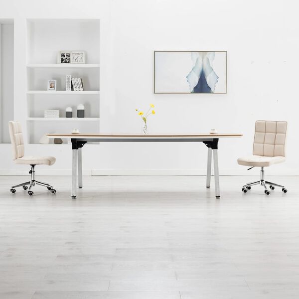 vidaXL Jedilni stoli 2 kosa krem blago