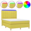 vidaXL Box spring postelja z vzmetnico LED zelena 140x190 cm blago