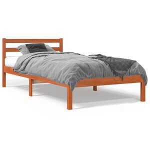 vidaXL Posteljni okvir brez vzmetnice vo&scaron;čeno rjav 90x190 cm borovina