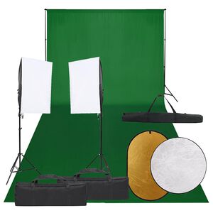 vidaXL Komplet za foto studio z lučmi, ozadjem in odbojnikom