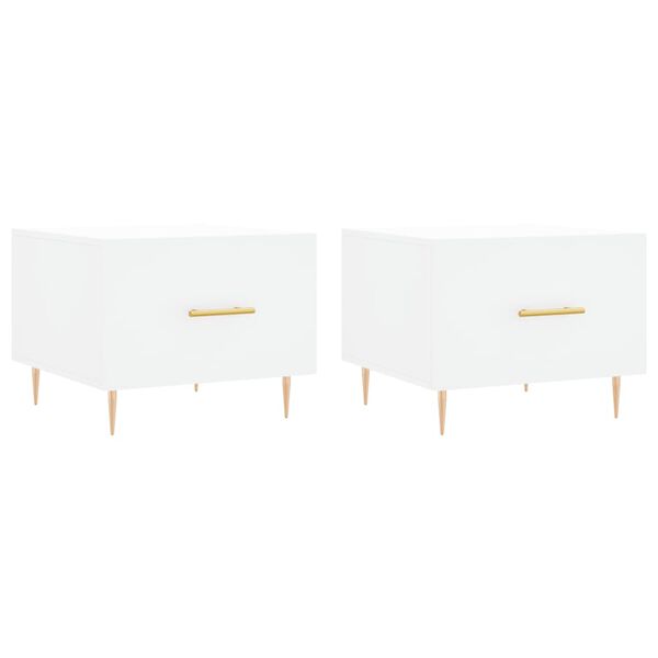 vidaXL Klubske mizice 2 kosa bele 50x50x40 cm inženirski les