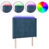 vidaXL LED posteljno vzglavje temno modro 93x16x118/128 cm žamet