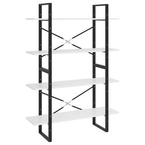 vidaXL Knjižna omara 4-nadstropna bela 100x30x140 cm iverna plo&scaron;ča