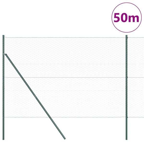 vidaXL Steber ograje. Siva 50 x 1,5 m (36 mm mreža) Jeklo in PVC