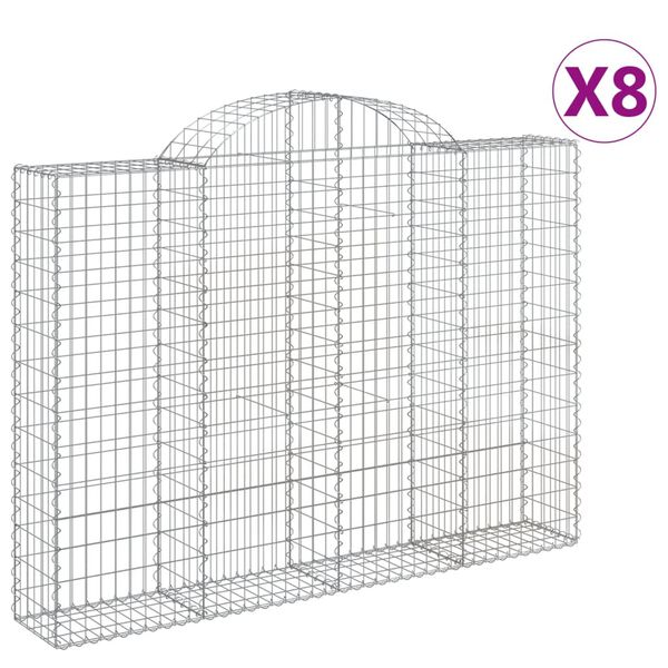 vidaXL Obokane gabion košare 8 kosov 200x30x140/160cm pocinkano železo