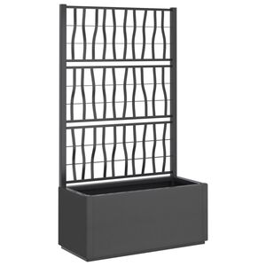 vidaXL Cvetlično korito z oporno mrežo temno sivo 80x36x140 cm PP