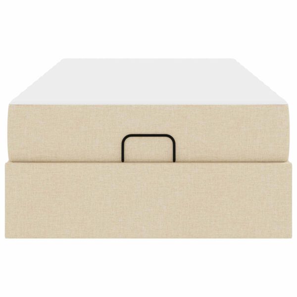 vidaXL Posteljni okvir z vzmetnico z vzmetnico 2 pcs krema blago