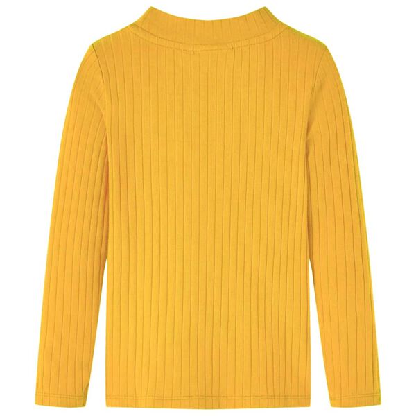 Otroška majica z dolgimi rokavi rebrasta pletenina temno oker 92