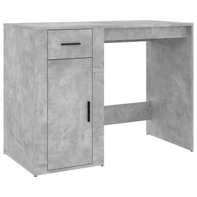 vidaXL Pisalna miza z omaricami betonsko siva inženirski les