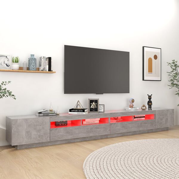 vidaXL TV omarica z LED lučkami betonsko siva 300x35x40 cm