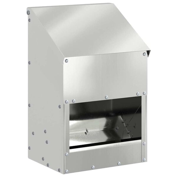 vidaXL Hranilnik za pi&scaron;čance srebrna 21 x 16 x 33 cm Cinkana jeklena