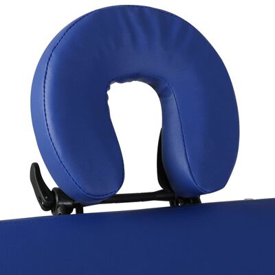 vidaXL Zložljiva masažna miza 4 cone z lesenim okvirjem modra