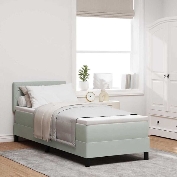 vidaXL LED Box Spring Postelja z LED Svetlo siva 80 x 200 cm Žamet