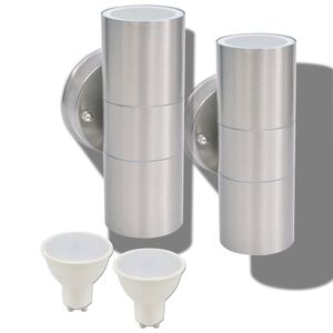 vidaXL Zunanja LED stenska svetilka 2 kosa nerjaveče jeklo gor/dol