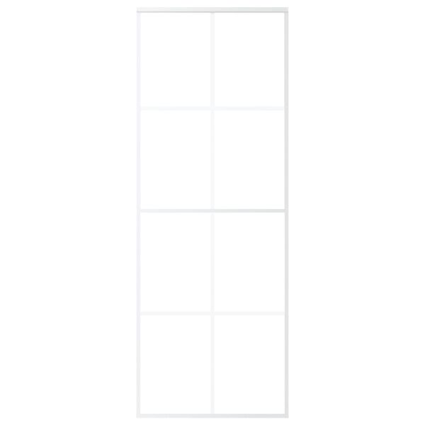 vidaXL Drsna vrata mlečno ESG steklo in aluminij 76x205 cm bela