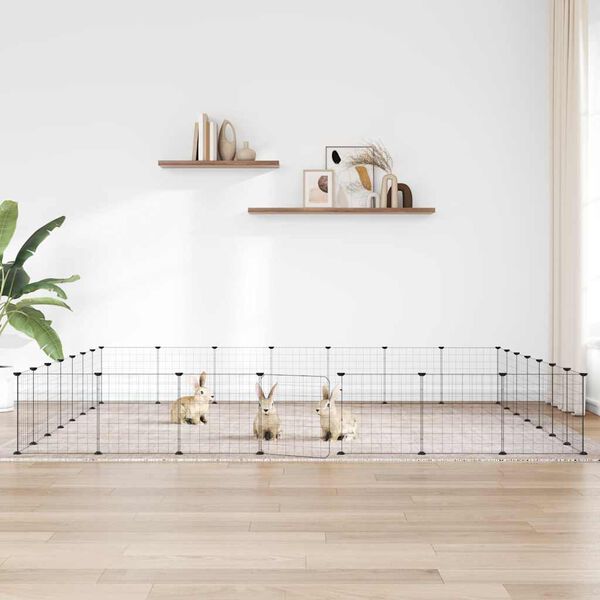 vidaXL Ograda za hi&scaron;ne ljubljenčke z 28 paneli črna 35x35 cm jeklo