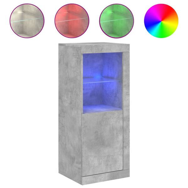 vidaXL Komoda z LED lučkami betonsko siva 41x37x100 cm