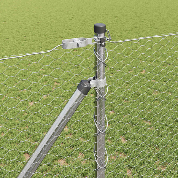 vidaXL Steber ograje. srebrna 25 x 1,4 m (25 mm mreža) Jeklo