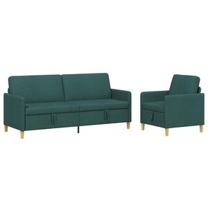 vidaXL Sofa set z shrambo 2 kos Temno zelena Poliester