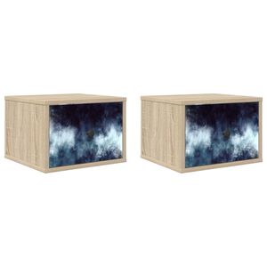 vidaXL Stenska nočna omarica RAALTE 2 kos Sonoma hrast 36 x 33 x 25 cm