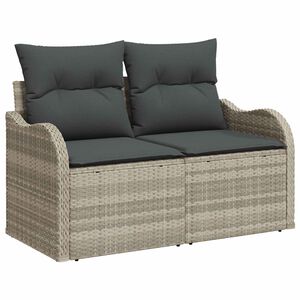 vidaXL Vrtni kavč z blazino Svetlo siva 121 x 62 x 69cm poli ratan