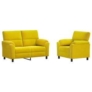vidaXL Kavčna garnitura 2 pcs Rumena Žamet