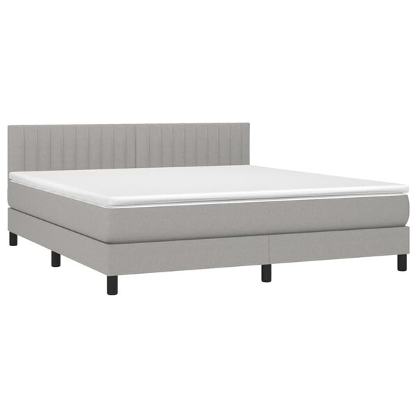 vidaXL Box spring postelja z vzmetnico svetlo siva 160x200 cm žamet