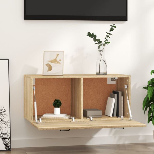 vidaXL Stenska omarica sonoma hrast 80x35x36,5 cm konstruiran les