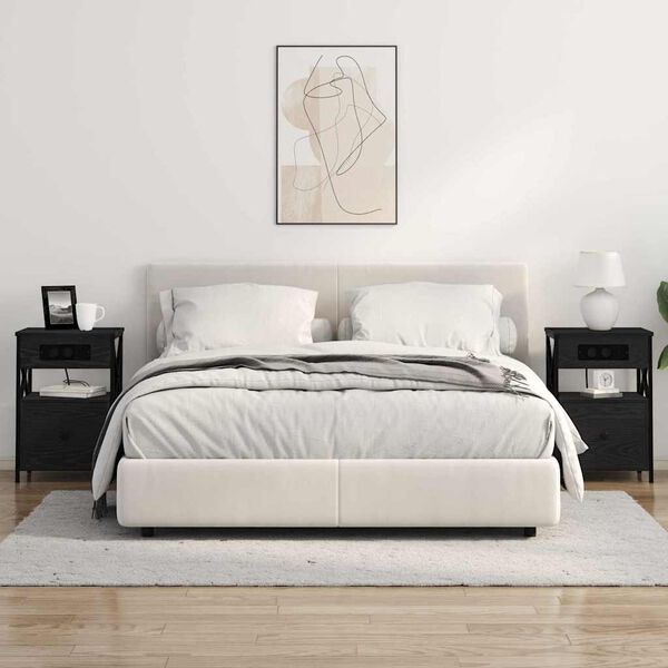 vidaXL Nočna omarica Črna Orehovina 40 x 31 x 60 cm Konstruiran les