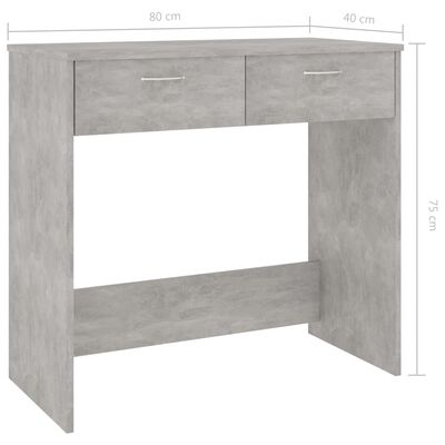 vidaXL Pisalna miza betonsko siva 80x40x75 cm iverna plošča