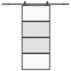 vidaXL Drsna vrata z opremo črna 90x205 cm kaljeno steklo
