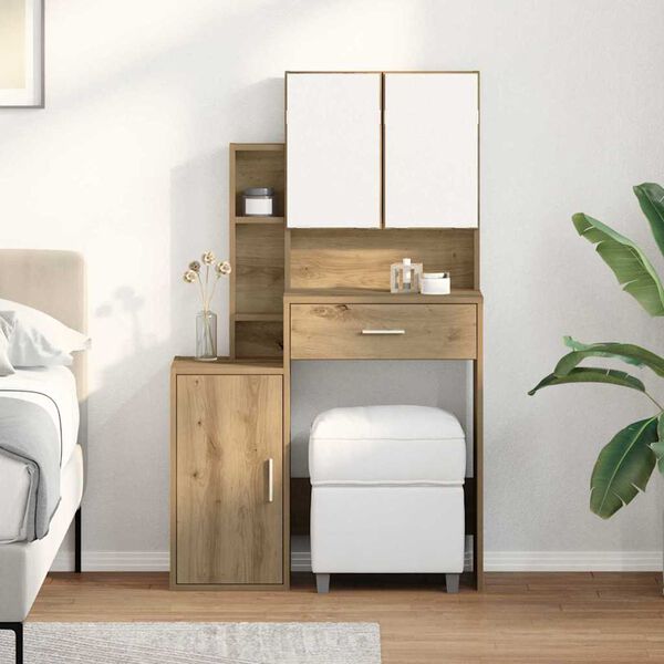 vidaXL Toaletna Miza artisan hrast 80 x 35 x 132 cm Konstruiran les