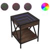 vidaXL Nočna mizica z neskončnimi LED rjavi hrast 40x40x49 cm