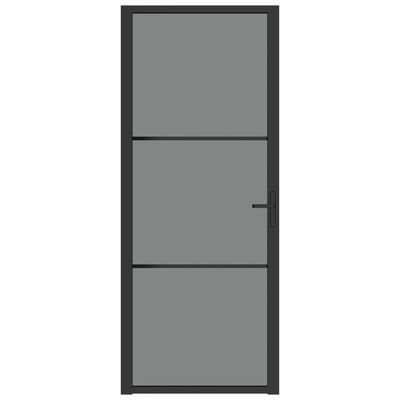 vidaXL Notranja vrata 83x201,5 cm črno ESG steklo in aluminij