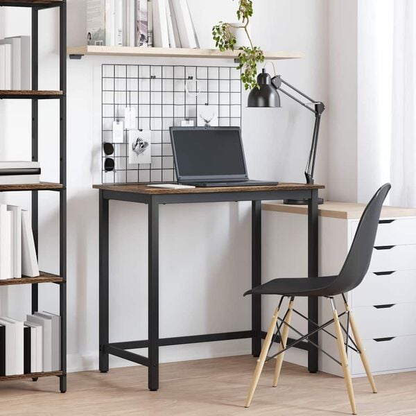 vidaXL miza Dimljeni oreh 100 x 50 x 76,5 cm Inženirski les in jeklo