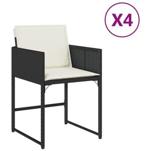 vidaXL Vrtni stoli z blazinami 4 kosi črn poli ratan