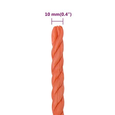vidaXL Delovna vrv oranžna 10 mm 25 m polipropilen