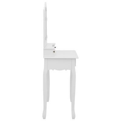 vidaXL Mizica za ličenje s stolčkom bela 80x69x141 cm les pavlovnije