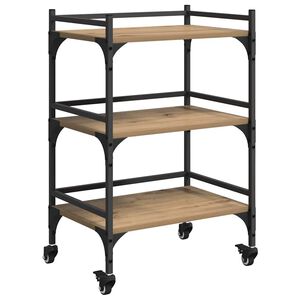 vidaXL Kuhinjski voziček Umetni hrast 50 x 35 x 75.5 cm