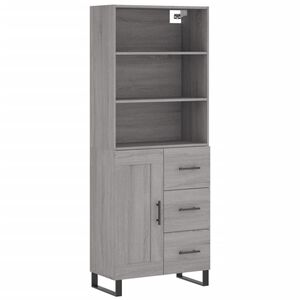 vidaXL Visoka komoda siva sonoma 69,5x34x180 cm inženirski les