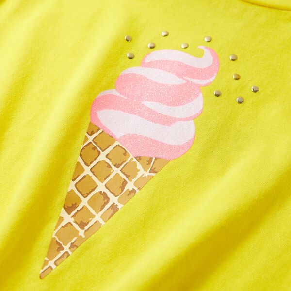 Otroška majica s kratkimi rokavi rumena 140