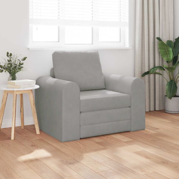 vidaXL Sofa postelja Svetlo siva 98 x 71 x 83 cm Žamet