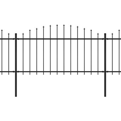 vidaXL Vrtna ograja s koničastimi vrhovi jeklo (1,25-1,5)x3,4 m črna